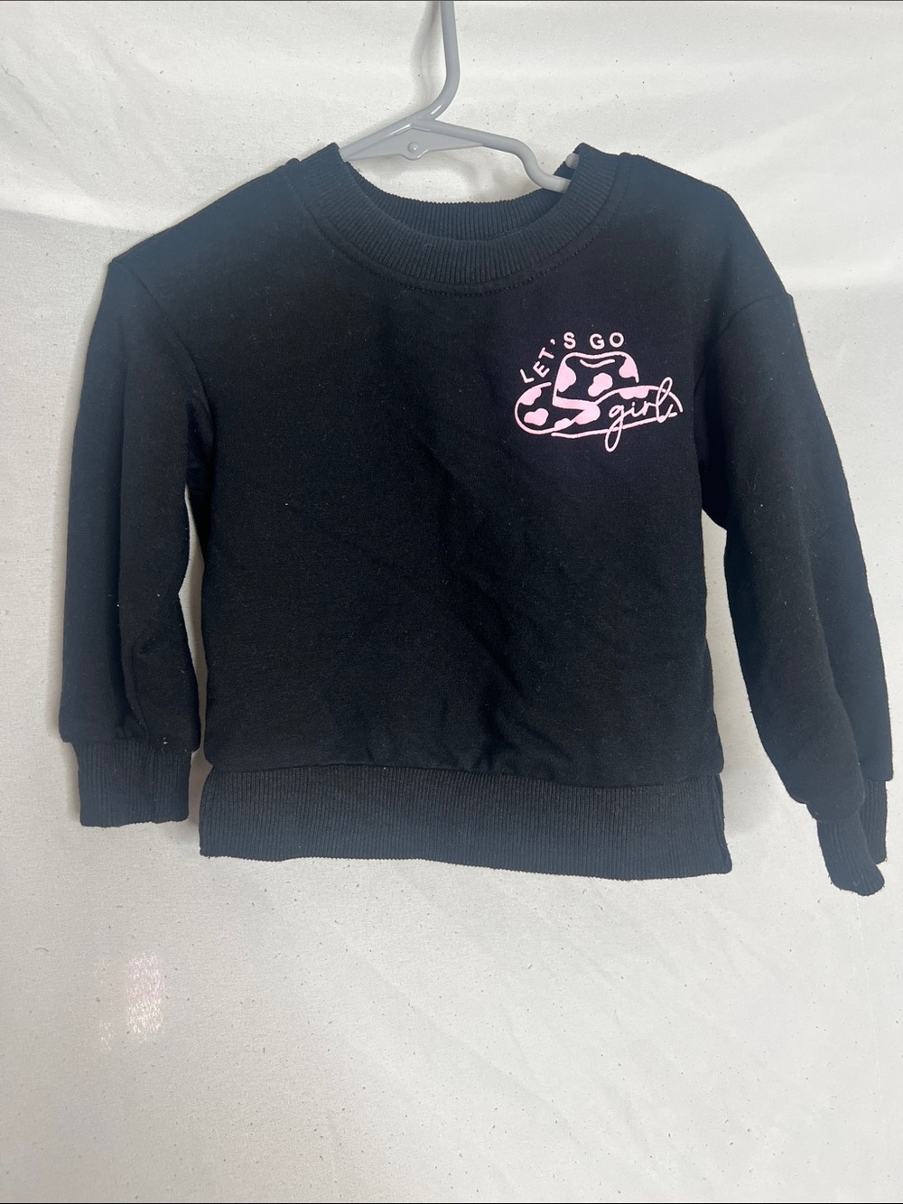 Girls' Black Sweatshirt with Pink 'Let's Go' Chest Graphic